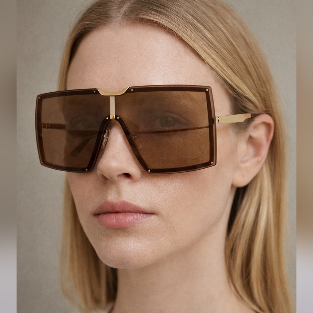 MaxMara Oversized Square Brown Sunglasses MM0117 NEW With case